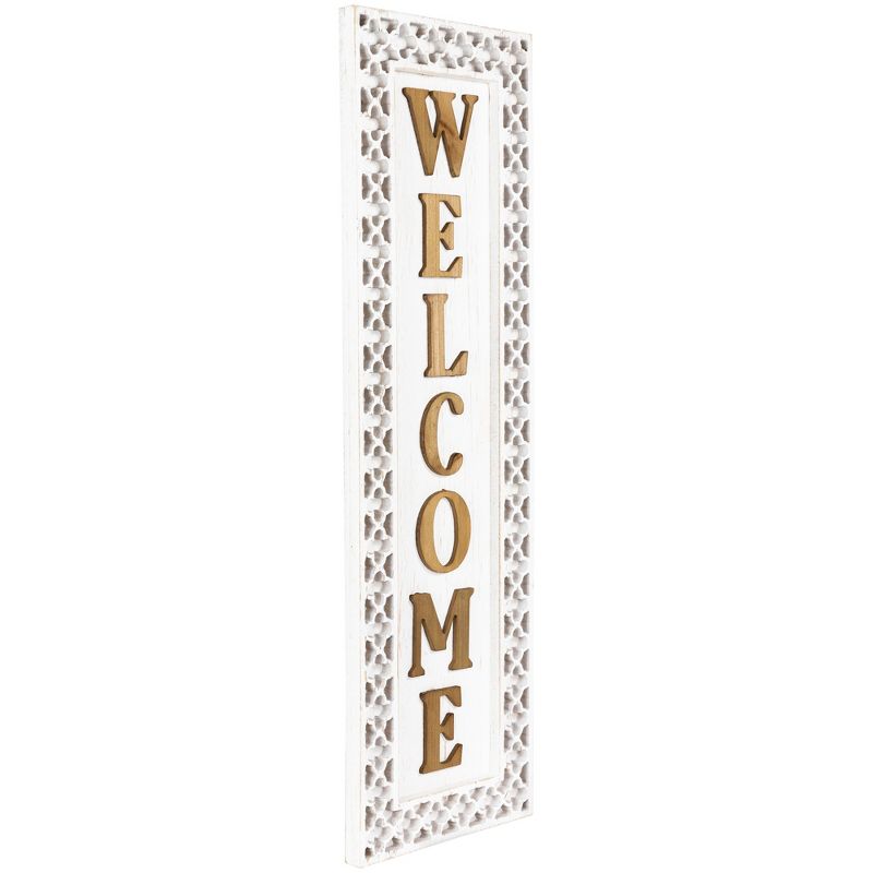 Northlight Rustic Welcome Wooden Wall Sign - 24" - White, 3 of 7