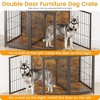 Heavy Duty Dog Crate Furniture - 4-Door Wooden Kennel w/Storage Shelves & Flip Door, Adjustable Divider for Small/Medium Dogs - 3 of 4