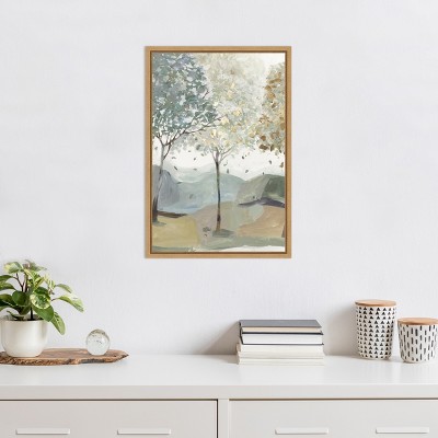 Breezy Landscape Trees III Canvas Print with Maple Frame