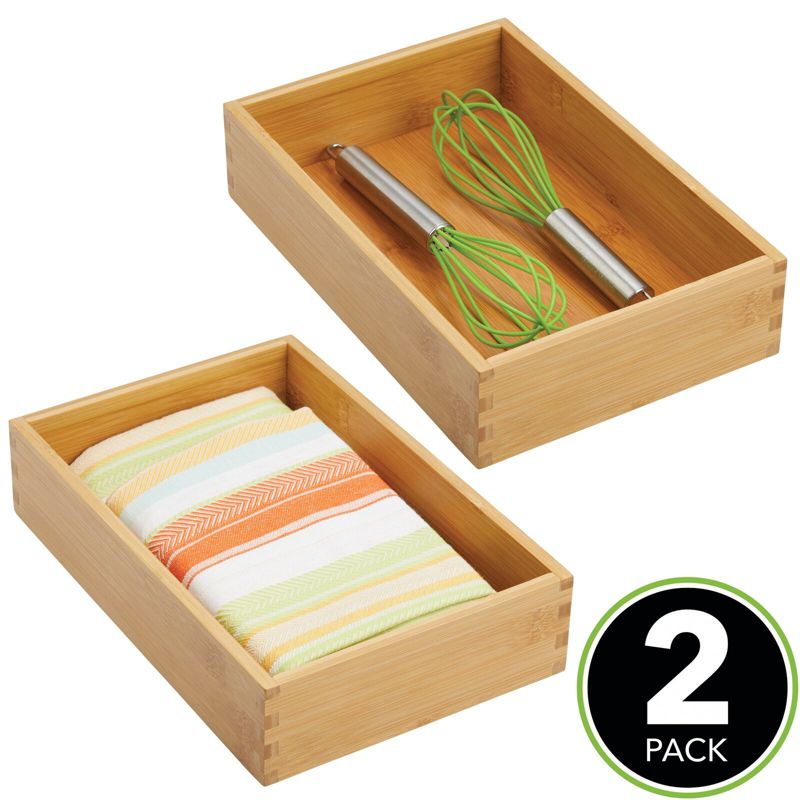 mDesign Stackable Wooden Bamboo Drawer Organizer Tray, 2 of 10
