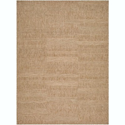 Mark & Day Krieg 7'10"x10' Rectangle Woven Indoor and Outdoor Area Rugs Light Brown: Geometric Stripes, Farmhouse Style, Stain-Resistant
