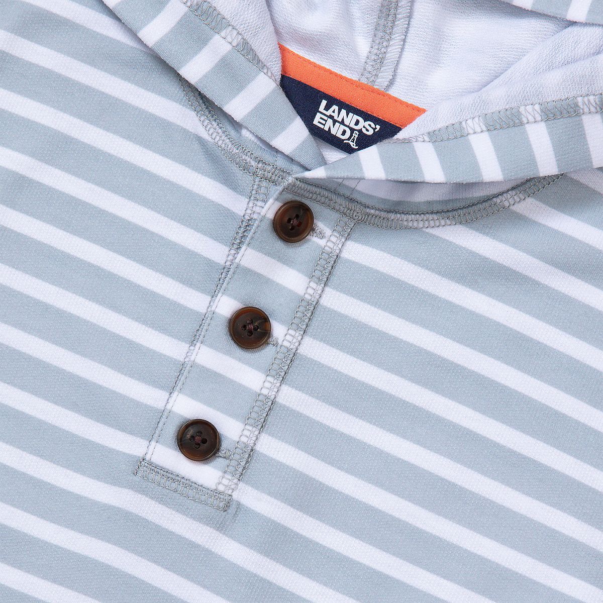Lands' End Kids Henley Pullover Hoodie - thumbnail 3