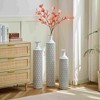 Angel Sar 3-Piece Metal Floral Vase Set, Black & White Diamond Pattern Floor Vases, Modern Ceramic Home Decor for Living Room - 2 of 4