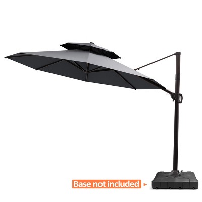 Pellebant Outdoor Luxury 11.5 Ft Patio Cantilever Umbrella UV30+ Outdoor 360 Degree Rotation Offset Umbrella 7 Heights Adjustable
