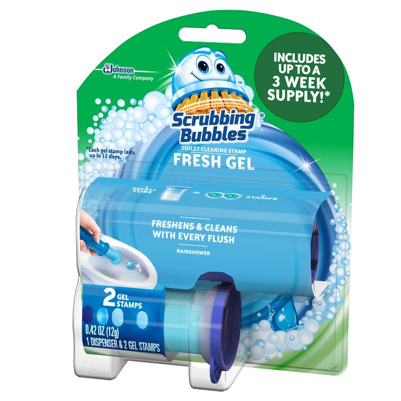 Scrubbing Bubbles Rainshower Scent Fresh Gel Toilet Cleaning Stamp, 4 of 7