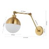 8" 1-Light Alba Mid-Century Modern Arm-Adjustable Iron/Glass LED Sconce Brass Gold/Frosted - JONATHAN Y: Wall Mounted, UL Listed - 3 of 4
