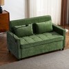 MAYEERTY 56.9 Inch Loveseat Pull Out Sleeper Sofa Bed with Reversible Backrest Cushion Side Pockets Phone Holder for Living Room Green - 2 of 4