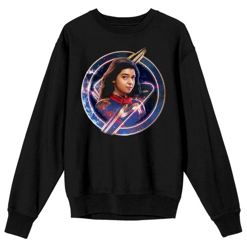 The Marvels Ms. Marvel Adult Black Crew Neck Sweatshirt Small