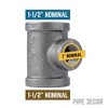 Pipe Decor 1 1/2 in. x 1 1/2 in. x 1 in. Black Reducing Tee - 2 of 4