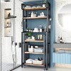 Hooseng 6-Tier Over The Toilet Rack with Storage Cart, Farmhouse Organizer Shelves Over Toilet with 6 Hooks,for Bathroom, Rustic Brown - 2 of 4