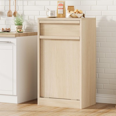 Whizmax Trash Cabinet Tilt Out, Hidden Trash Cabinet 20 Gallon Pet-Proof Trash Bin Holder, Free Standing Garbage Can Cabinet for Kitchen Dining Room