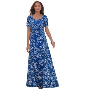 Jessica London Women's Plus Size Stretch Cotton T-Shirt Maxi Dress - 1 of 4