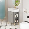 FAMYYT 21.6 in. Single Sink Freestanding Gray Bath Vanity with White Ceramic Top, Strong Load-bearing Base, Right Side - 4 of 4