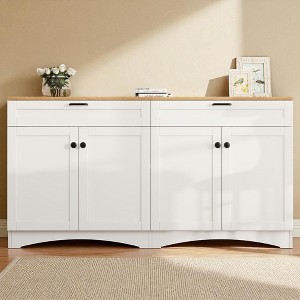 Farmhouse TV Stand with 2 Drawers and Adjustable Shelves, Rustic Sideboard Buffet Cabinet for TVs Up to 70 Inch, Living Room or Bedroom Storage - 1 of 4