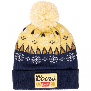 Adult Coors Banquet Beer Snowflakes Knit Cuff Pom Beanie - 1 of 3
