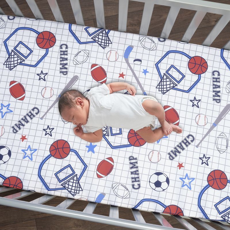 Lambs & Ivy Baby Sports 3-Piece Football/Basketball Baby Crib Bedding Set, 5 of 11