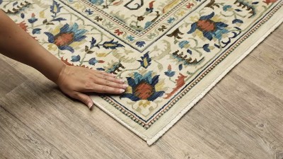 Ivory and Multicolor Synthetic Floral Motif Area Rug