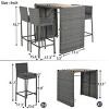 5-Pieces Outdoor Bar Set,Acacia Wood Tabletop And Wicker Chairs,Outdoor Bar Height Table And Chairs,Bar Set For Patio,Balcony,Garden-Cuddlewood - 4 of 4