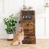 Dog Feeding Station with 2 Elevated Bowls & Food Storage Cabinet – Flip-Top Pet Feeder with Pull-Out Drawer, Stainless Steel Bowls, Brown - 2 of 4