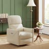 Power Recliner Chair Swivel Glider Upholstered Faux Leather Nursery Rocker Reclining Sofa Chair with Charging Port, Curved Armrests & Padded Backrest - 2 of 4