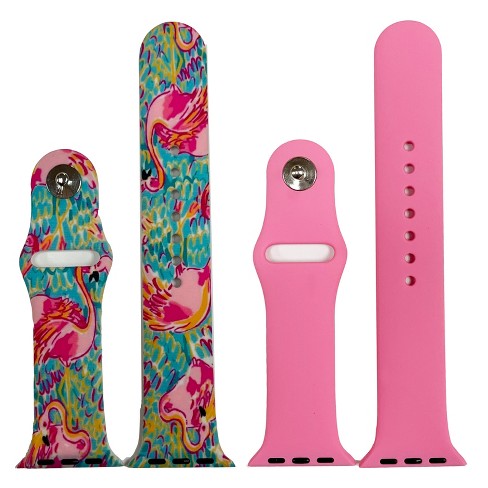 Flamingos 2 Pack Printed And Solid Apple Watch Band 42mm : Target