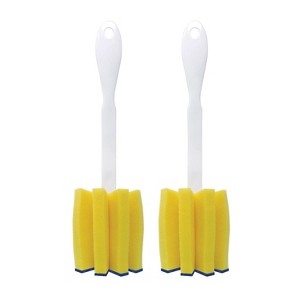 LOLA Glass & Jar Foam Sponge Brush, Star Shaped w/ Non-Scratch Blue Scrubber Top, Perfect for Glasses, Mugs, Bottles, Dishwasher Safe, 2 Pack - 1 of 4