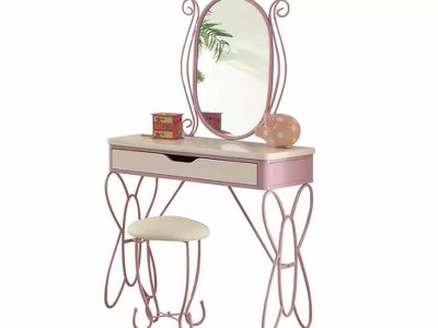 Priya Butterfly Charm White and Light Purple Vanity Set with Bench