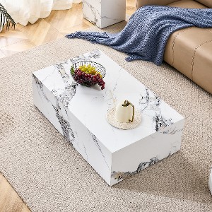 Lyngins Rectangular Minimalist Coffee Table – Ready-to-Use, MDF Tea Table with Natural Texture, Ideal Center Table & Living Room Table - 1 of 4