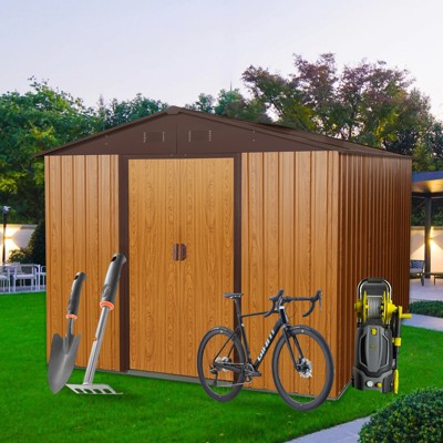 Outdoor Storage Shed UV Resistant Waterproof Garden Metal Shed with Floor Frame Lockable Door for Backyard Garden Patio Lawn