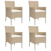 vidaXL 5 Piece Patio Bistro Set with Cushions Beige Poly Rattan - 4 of 4