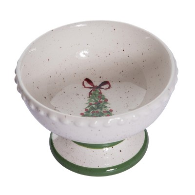 Transpac Ceramic Ice Cream Bowl with Tree Art Design 10.5oz Multicolor Perfect for Desserts and Holiday Celebrations