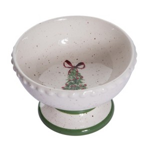 Transpac Ceramic Ice Cream Bowl with Tree Art Design 10.5oz Multicolor Perfect for Desserts and Holiday Celebrations - 1 of 1