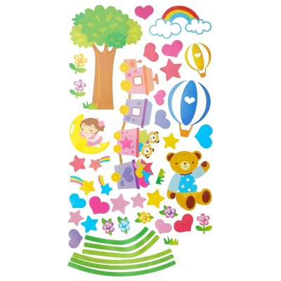 Slickblue Lovely Bear Wall Art Decals – Waterproof Vinyl Stickers to Bring Whimsy to Your Walls 13.4" x 26.8"