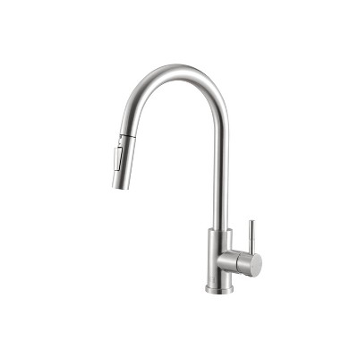 Elegant Lighting Luca Single Handle Pull Down Sprayer Kitchen Faucet with touch sensor in Brushed Nickel