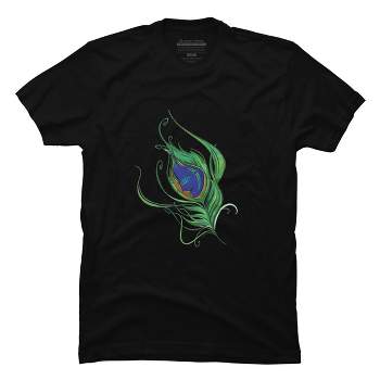 Men's Design By Humans Artistic Peacock Feather Lord Krishna By equanimousone T-Shirt
