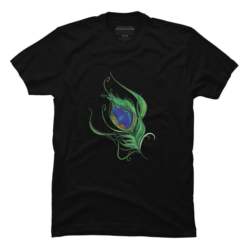 Men's Design By Humans Artistic Peacock Feather Lord Krishna By equanimousone T-Shirt, 1 of 3