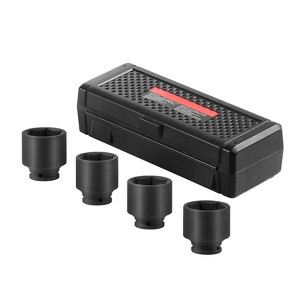 VEVOR Axle Nut Impact Socket Set, 1/2" Drive 6-Point 4-Piece SAE Spindle Nut Socket Set, CR-MO Heat Treated Large Socket Set with Storage Case Black - 1 of 4