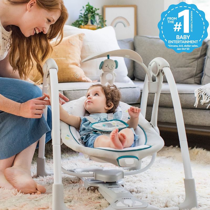 Ingenuity ConvertMe 2-in-1 Compact Portable Baby Swing 2 Infant Seat - Nash, 4 of 17