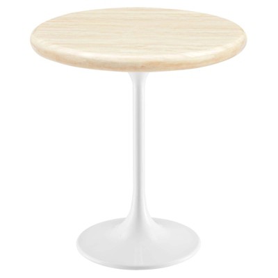 Modway Lippa 20 Inch Round Artificial Travertine Side Table