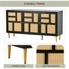 Rattan TV Stand for TVs Up to 55" Aesthetic Rattan Doors Metal Support Legs Handles, Entertainment Center - 3 of 4