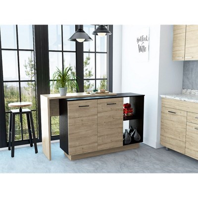 NicBex Kitchen Island Cart Morden Kitchen Carts with Storage, 2 Spacious Cabinet Doors, 2 Open Shelves for Kitchen