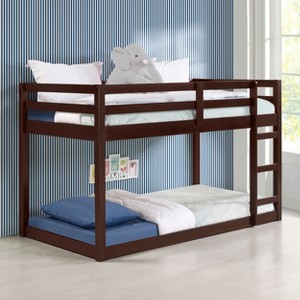 Sapphtopaz Wood Twin Size Loft Bed with Ladder,Low Bed Frame with Guardrail,Nursery Floor Toddler Bed with Under Bed Space for Boys & Girs - 1 of 4