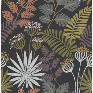 Brewster Peel and Stick 1pc Wallpaper Marajo Black - 1 of 4