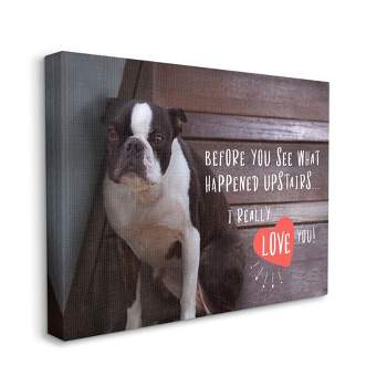 Stupell Industries Bad Dog Apology Family Pet Humor Boston Terrier