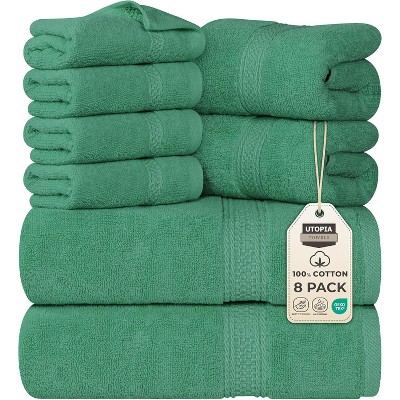 Towels 8 Piece Premium Towel Set, 2 Bath, 2 Hand, and 4 Wash Cloths, 600 GSM 100% Ring Spun Cotton