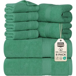 Towels 8 Piece Premium Towel Set, 2 Bath, 2 Hand, and 4 Wash Cloths, 600 GSM 100% Ring Spun Cotton - 1 of 4