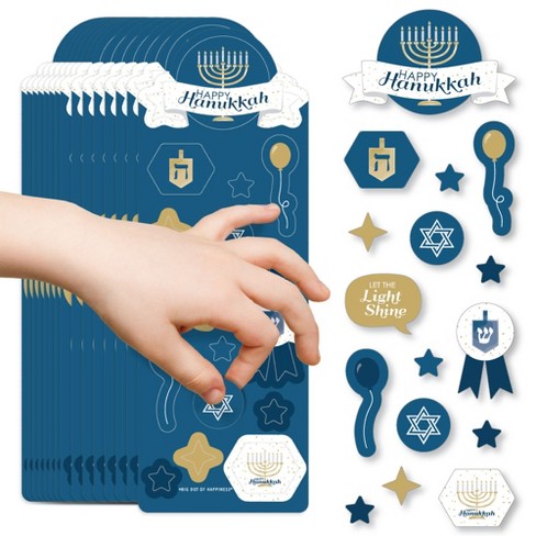 Chanukah Sameach Menorah Gem Sticker Dot Craft - 10 Pack