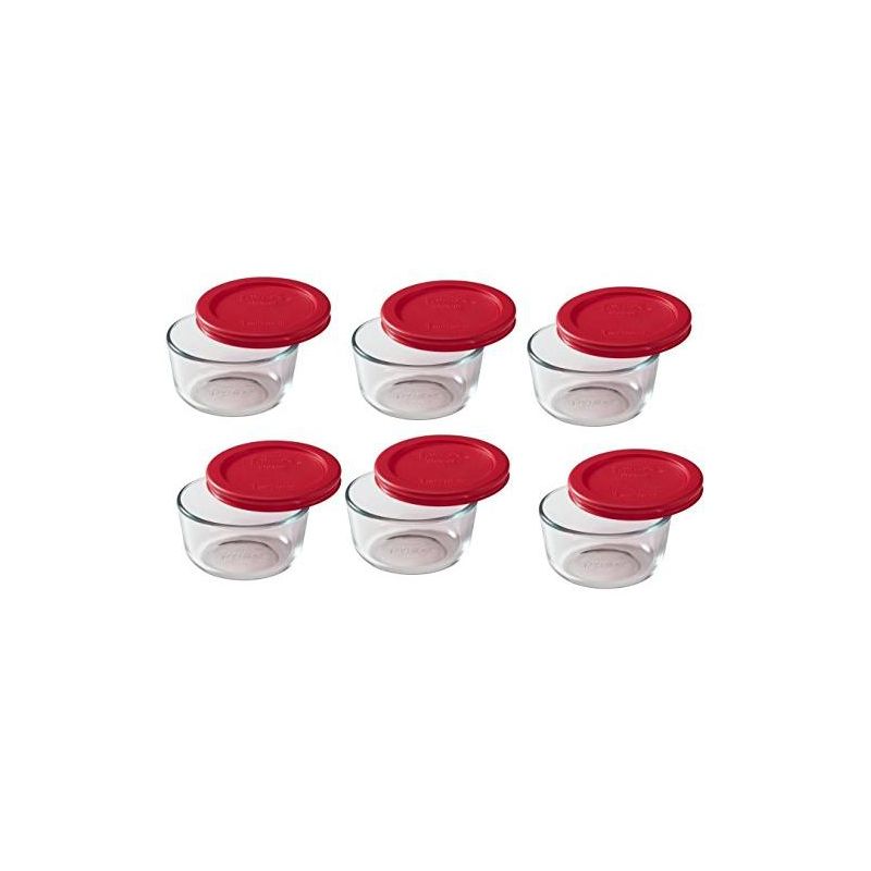 Pyrex 1-cup Storage Containers (Pack of 6) - Total 12-Piece Value Pack, 1 of 6