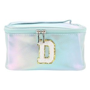 Unique Bargains Women's Square Letter D Makeup Bag Blue 1 Pc - 1 of 3