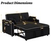 3-in-1 Velvet Sleeper Sofa Couch, Pullout Bed, Modern Convertible Velvet Pull Out Loveseat Futon Sofa, Adjustable Backrest and Pillows, Black - 2 of 4